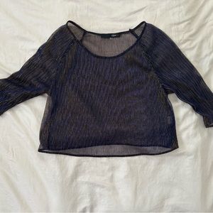 Sugar lips sheer blue gold iridescent croptop Y2K